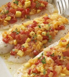 Baked Tilapia with Spicy Tomato-Pineapple Relish