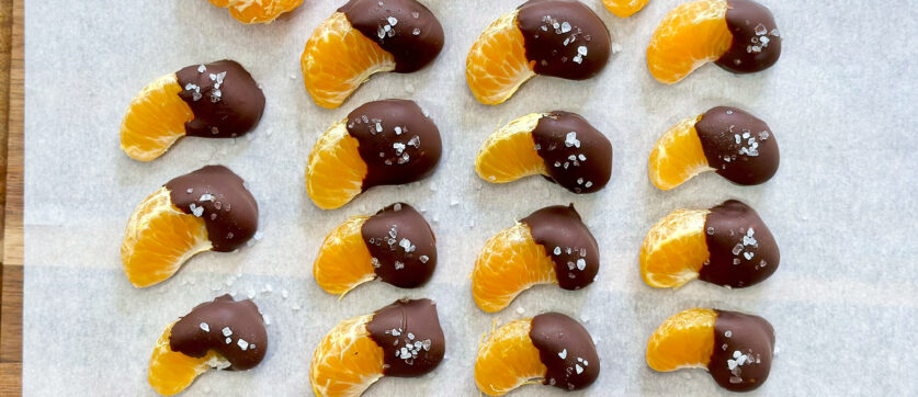 Chocolate Clementines on parchment paper